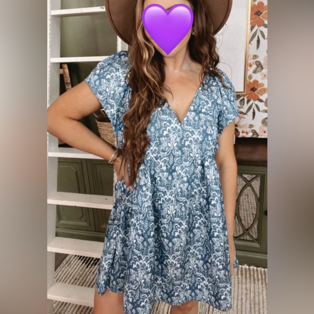 Denim & Paisley Midi Dress